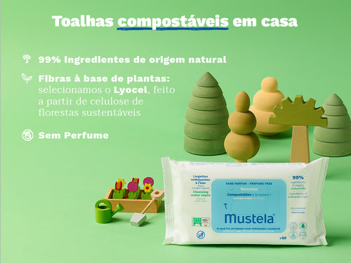 Toalhas Umedecidas Compostáveis sem Perfume - Mustela Brasil - 3