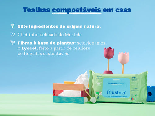 Toalhas Umedecidas Compostáveis com Perfume - Mustela Brazil - 3